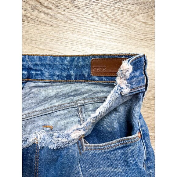 Asos Shark Bite Distressed Waist Jeans Statement Denim Blue Womens 32 - Picture 5 of 16